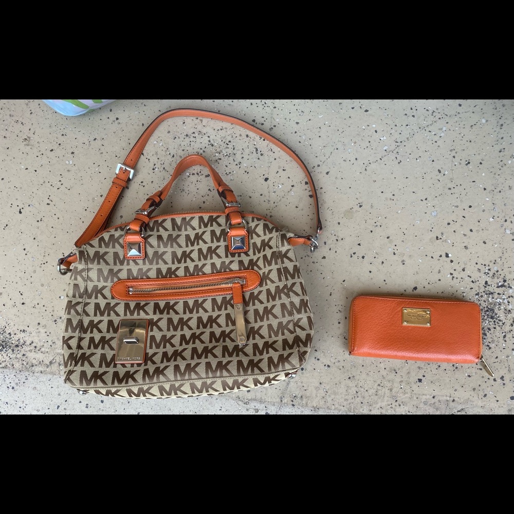 MK canvas bag with matching wallet